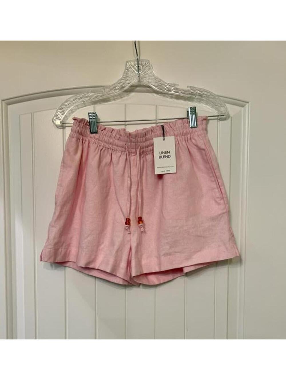 NWT Pink Linen Blend Shorts M Barbiecore